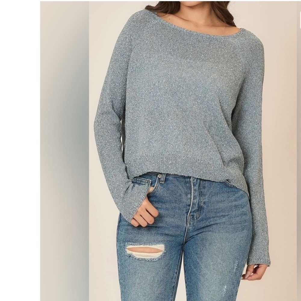 Anthropologie MOTH Gray Cotton Sweater Women's PXS Long Sleeve